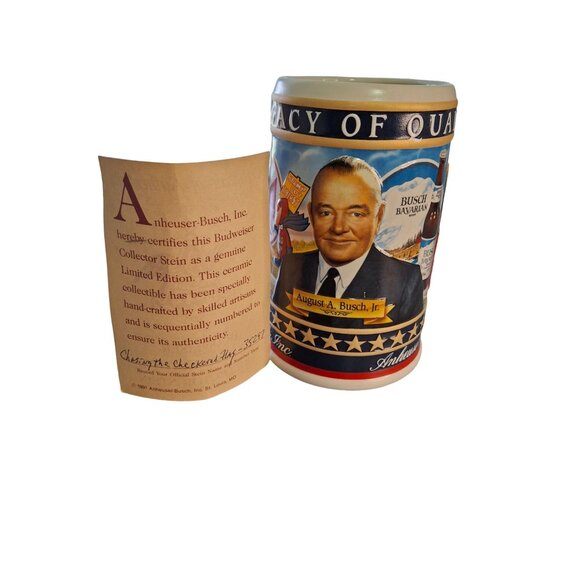 Vtg Budweiser Limited Edition Stein August A. Busch Jr. Anheuser-Busch Inc. COA - Picture 2 of 11